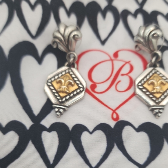 Brighton Silver and Gold Flur Des Lis Dangle Earrings - Picture 6 of 9